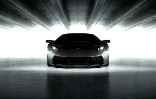 Картинка Lamborghini, Murcielago, передок, свет фар, ламборгини, мурсиэлаго, чёрный матовый, black matte