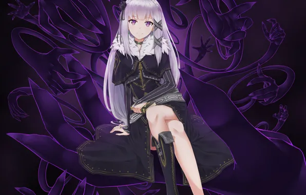 Девушка, руки, anime, art, emilia, re zero kara hajimeru isekai seikatsu, satella
