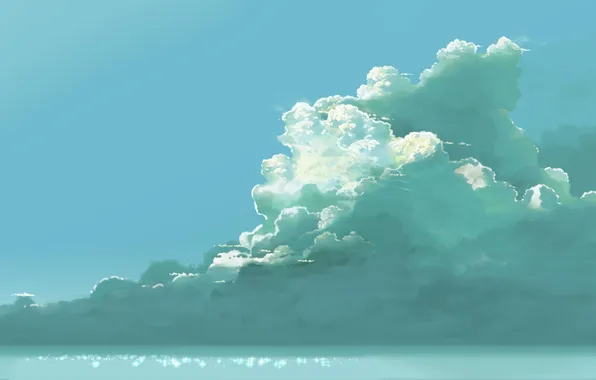 Картинка море, небо, облака, арт, hatsuame syoka