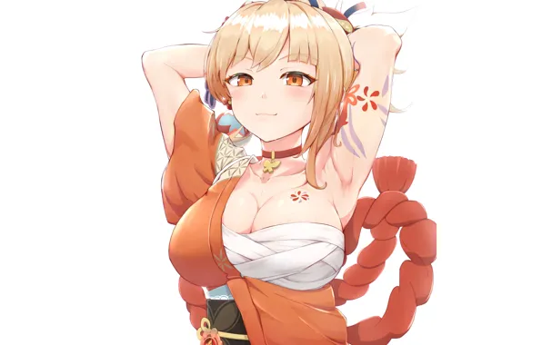 Girl, hot, sexy, boobs, anime, pretty, blonde, breasts