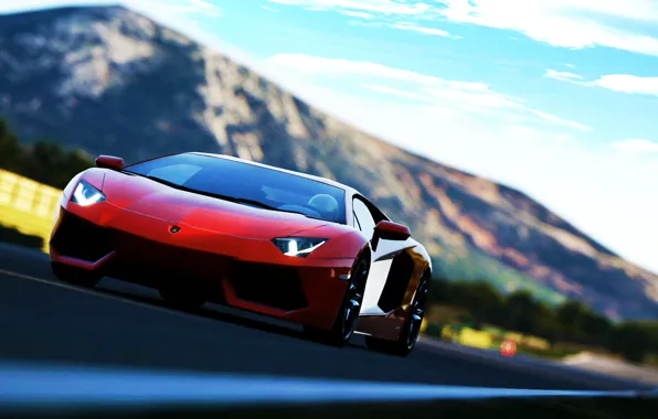 Картинка red, Lamborghini Aventador, soprt car