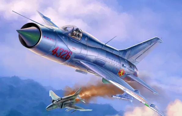 USAF, МиГ-21, F-4 Phantom II, Война во Вьетнаме, ВВС Вьетнама, МиГ-21ПФ