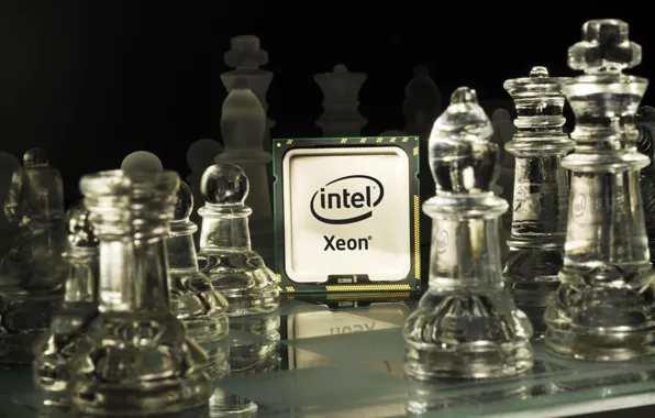 Картинка Шахматы, Intel, Фигуры, Доска, Xeon, Интел, Процессор