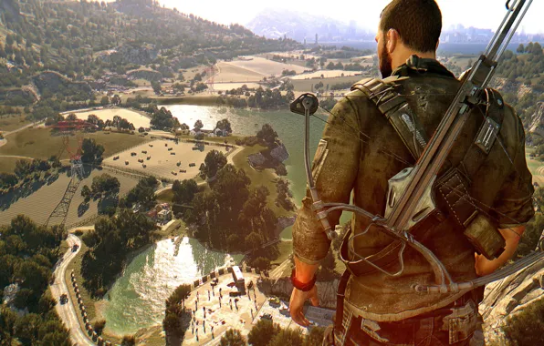 Game, survivor, bow, vegetation, Dying Light, Dying Light The Following, Dying Light: The Following