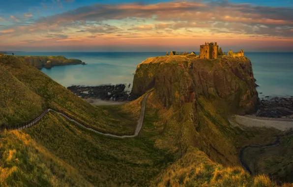 Landscape, castle, Dunnottar, scotland