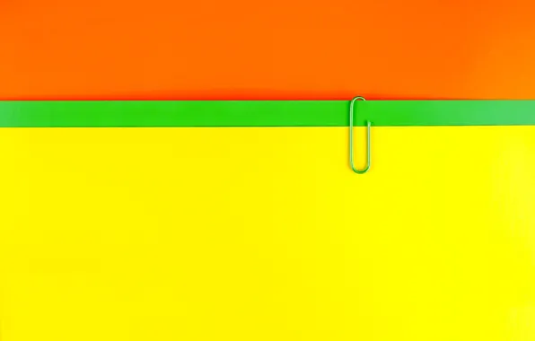 Макро, оранжевый, бумага, жёлтый, зелёный, скрепка