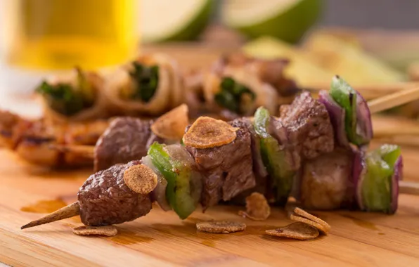 Овощи, Блюдо, Шашлык, Мясо