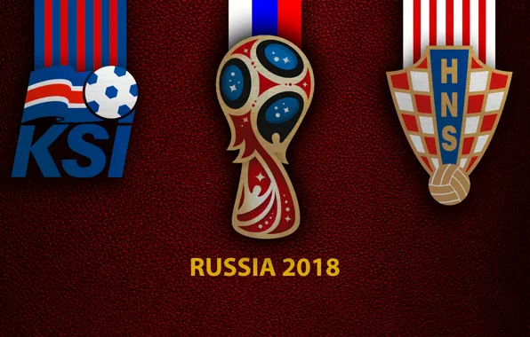 Wallpaper, sport, logo, football, FIFA World Cup, Russia 2018, Iceland vs Croatia