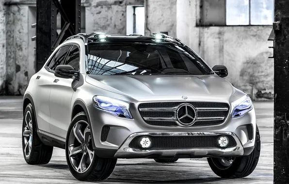 Картинка Concept, фары, Mercedes-Benz, большой, автомобиль, передок, GLA