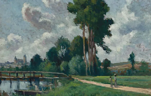 Картина, 1900, Максимильен Люс, Maximilien Luce, Осер. Речной Пейзаж