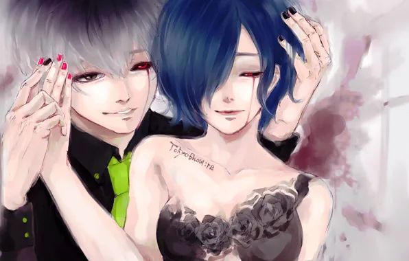 Девушка, парень, Tokyo Ghoul, Токийский гуль, Тока, Канеки