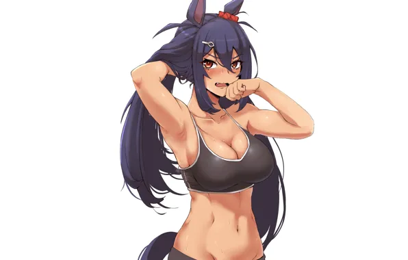 Girl, sexy, wet, Anime, pretty, horse, sweat, fitness
