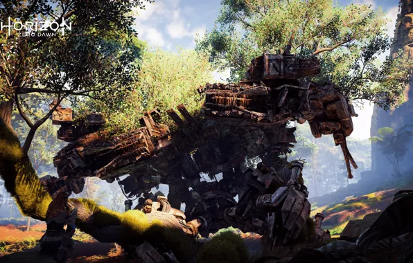 Природа, Девушка, Дерево, Робот, Мех, Древний, PS4 Pro, Horizon Zero Dawn