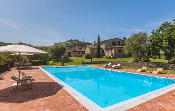 Вилла, бассейн, Италия, архитектура, Tuscany, 18th century, Villa Dell Angelo