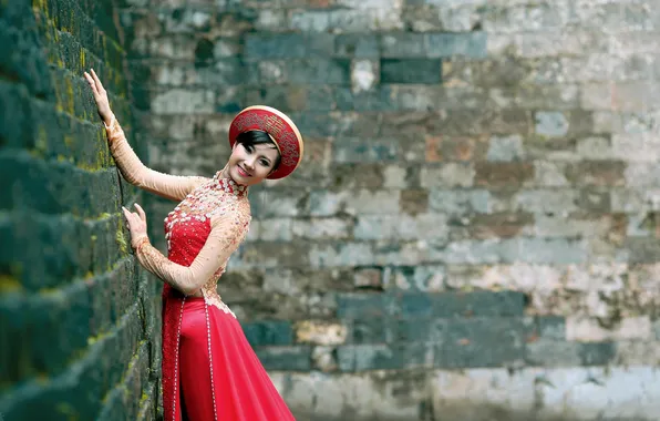 Девушка, фон, азиатка