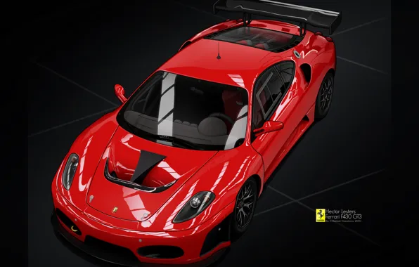 Вектор, Ferrari F430, красная, рисованая