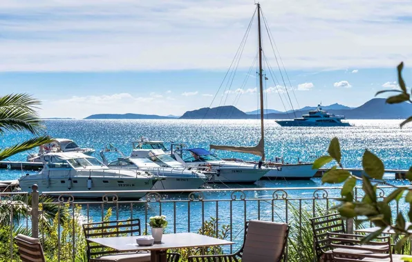 Море, пристань, яхты, Италия, ресторан, Сардиния, Olbia, Отель Gabbiano Azzurro