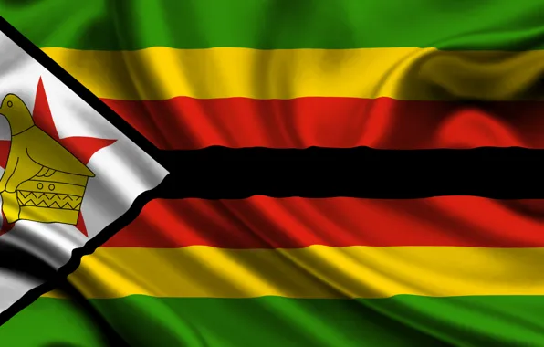 Картинка Флаг, Оранжевый, Чёрный, Текстура, Жёлтый, Зелёный, Flag, Republic of Zimbabwe