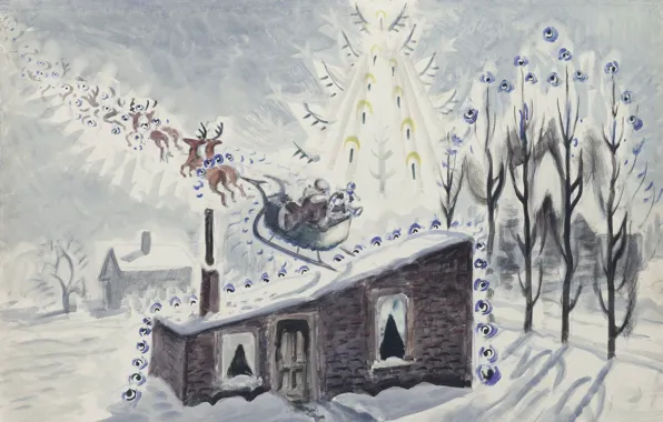 Картинка 1945, Charles Ephraim Burchfield, Twas the Night before Christmas