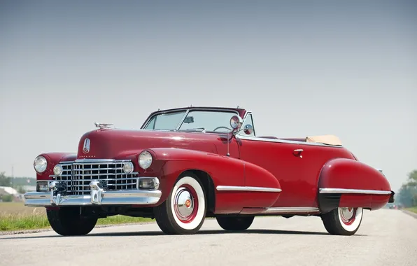 Небо, красный, Cadillac, кабриолет, передок, 1942, Convertible, Кадилак
