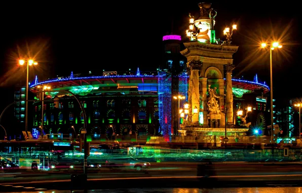 Картинка ночь, night, Барселона, Barcelona