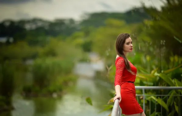 Картинка платье, губки, в красном, локоны, Alisa, Warren.G