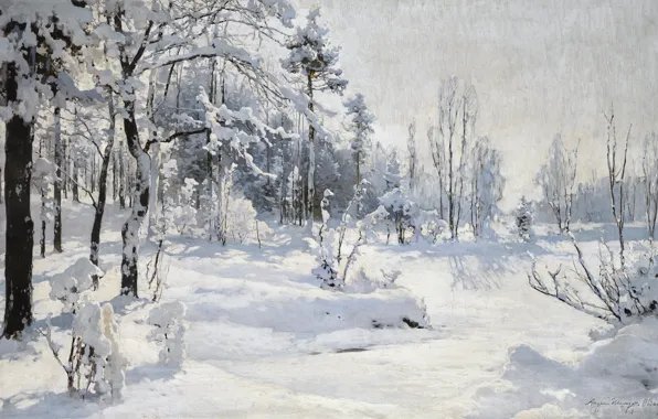 Картинка снег, зимняя природа, 1918, WINTER LANDSCAPE, Andrei Nikolaevich Shilder