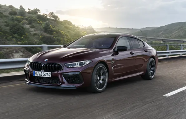 Картинка движение, купе, скорость, BMW, 2019, M8, четырёхдверное, M8 Gran Coupe