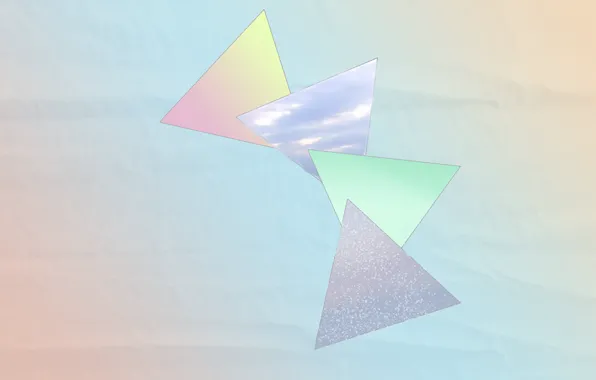 Треугольники, цвет, градиент, пастель, геометрия