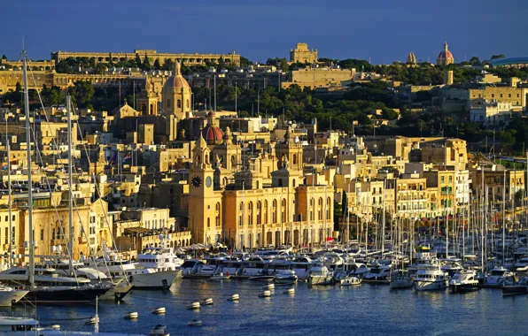 Картинка яхты, лодки, причал, Malta, Мальта, Биргу