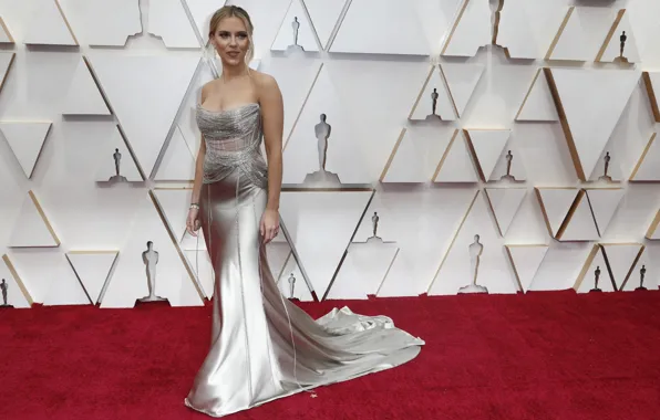 Взгляд, поза, макияж, фигура, платье, актриса, Scarlett Johansson, профиль