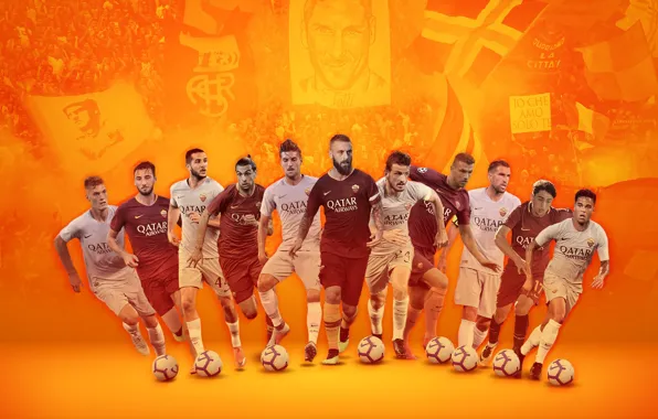 Wallpaper, sport, football, AS Roma, players