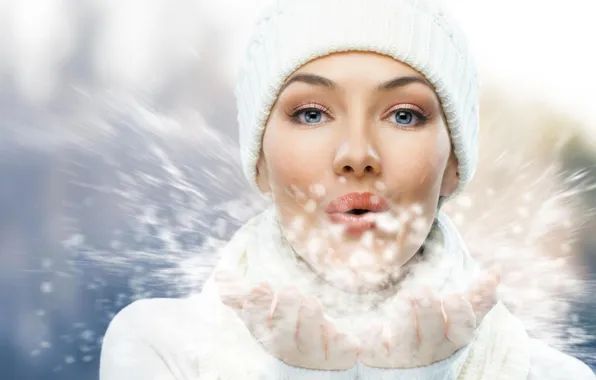 Зима, девушка, снег, girl