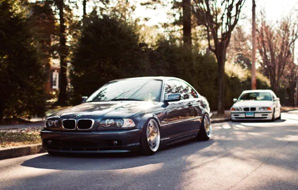 Две, бмв, купе, BMW, E46, stance works