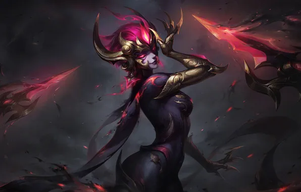 Поза, game, character, Эвелин, Evelyn, персонаж, боке, League of Legends