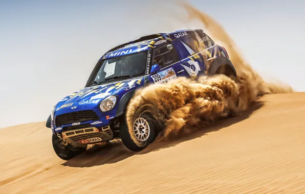 Песок, Mini, Синий, Спорт, Пустыня, Скорость, Гонка, Rally