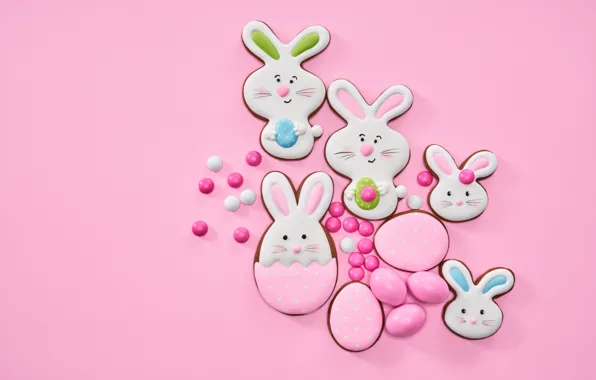 Фон, розовый, печенье, Пасха, фигурки, Serhii Bobyk