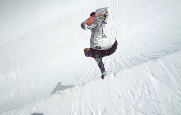 Картинка снег, прыжок, сноуборд