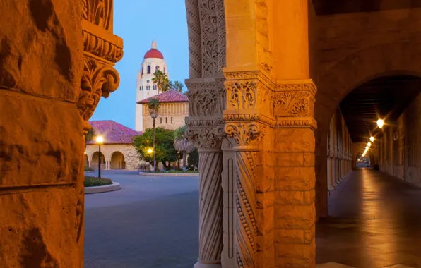 Калифорния, арка, California, Stanford, корридор, Stanford University, Станфорд, Стэнфордский университет