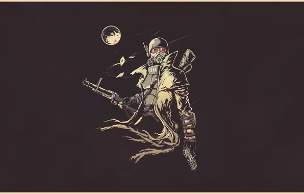 Картинка фантастика, луна, рисунок, арт, солдат, шлем, moon, броня