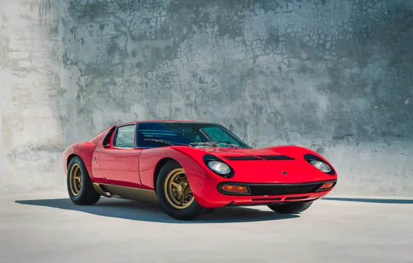 Red, supercar, classic, legend, LAMBORGHINI, 1972, MIURA