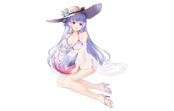 Girl, summer, sexy, long hair, boobs, anime, beautiful, pretty