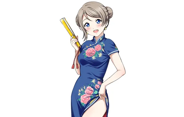 Girl, sexy, dress, anime, blue eyes, beautiful, short hair, pretty