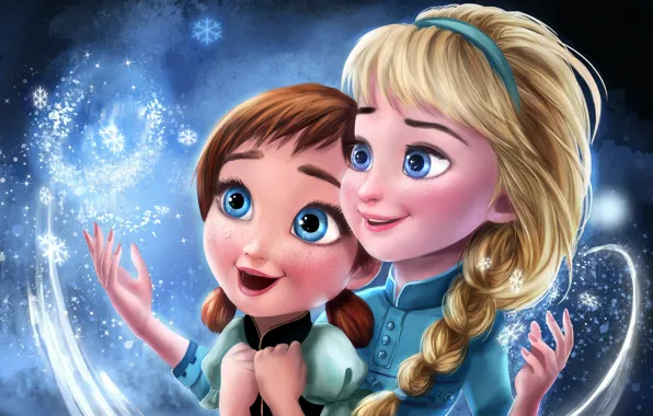 Картинка Эльза, Princess, Anna, Принцессы, Сёстры, Frozen, Анна, Snow Queen