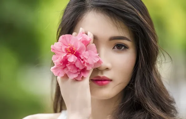 Картинка девушка, цветы, портрет