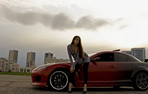 Машина, девушка, москва, мазда, rx 8