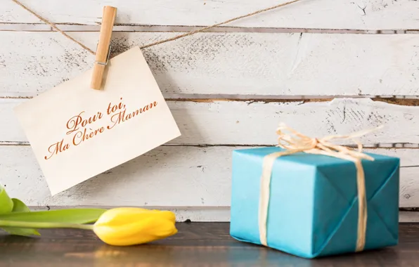 Картинка праздник, подарок, весна, тюльпаны, 8 марта