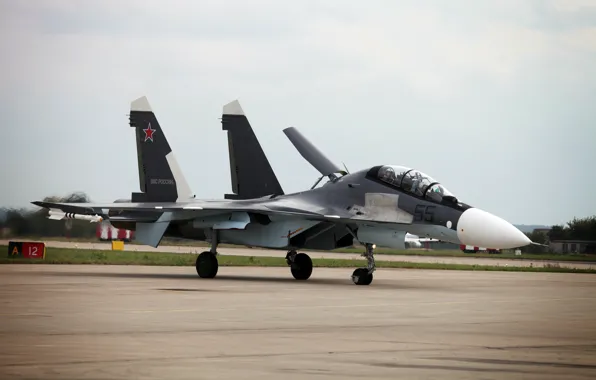 Самолет, истребитель, сверхманевренный, Сухой, ВВС России, многофункциональный, Су-30СМ, MAKS-2013