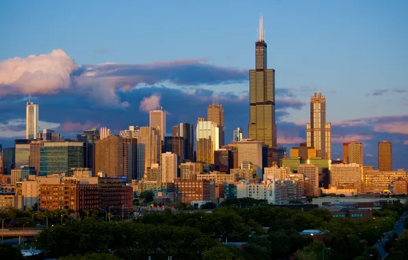 Небоскребы, панорама, чикаго, Chicago
