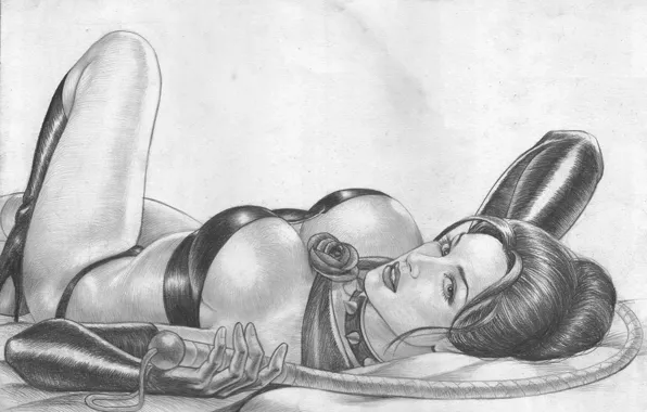 Рисунок, костюм, лежит, карандаш, кнут, Marvel, Comics, Black Queen